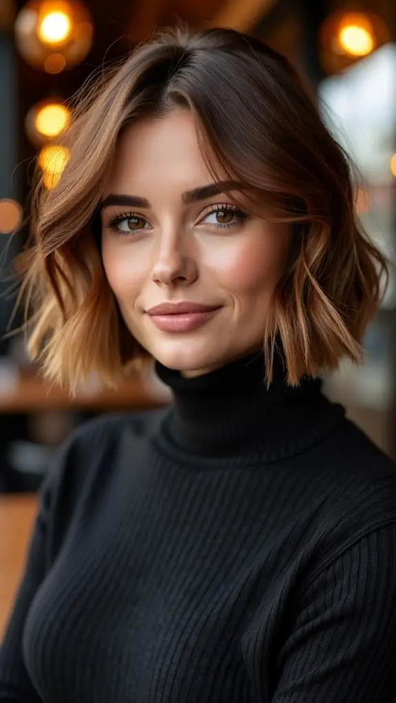 stylish blunt lob bangs