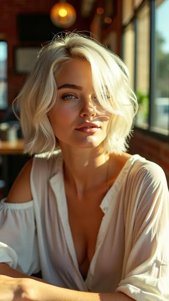 stylish platinum short haircut