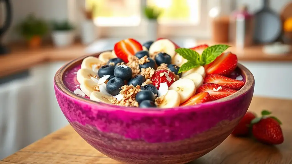 colorful blended fruit bowls