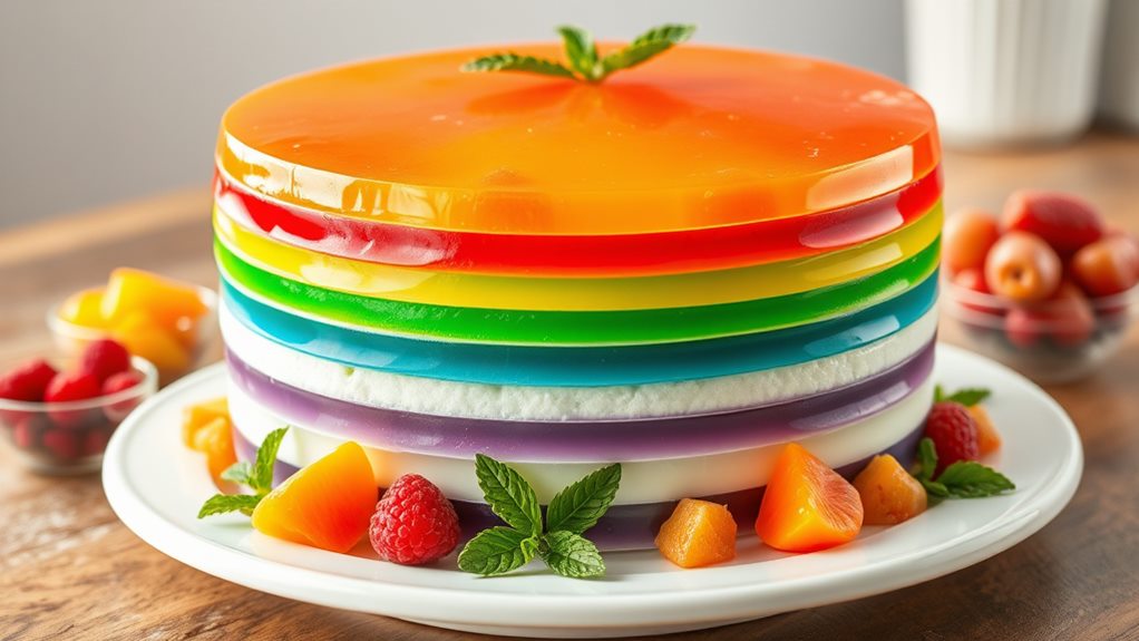 colorful layered gelatin dessert