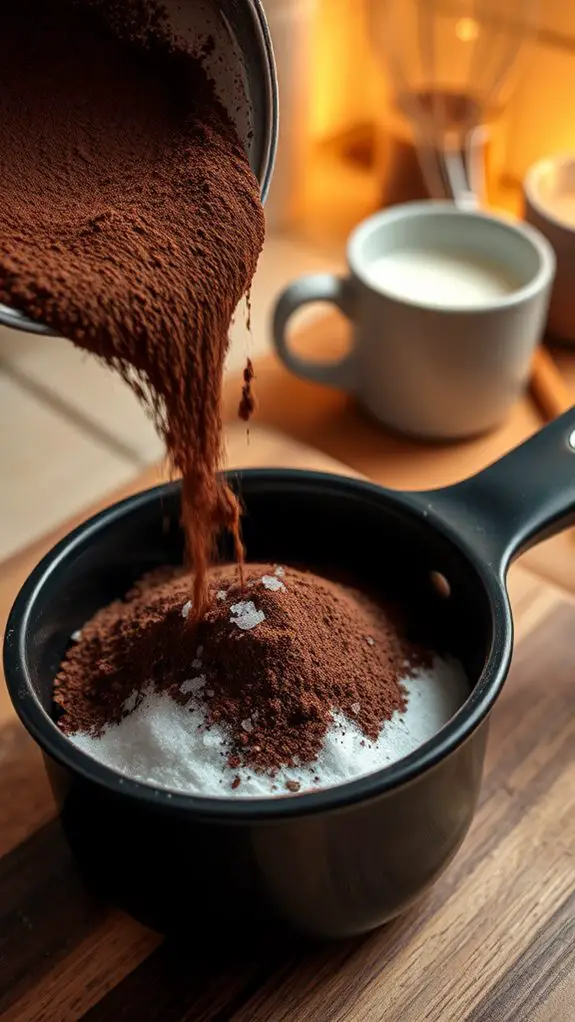 combine cocoa sugar salt