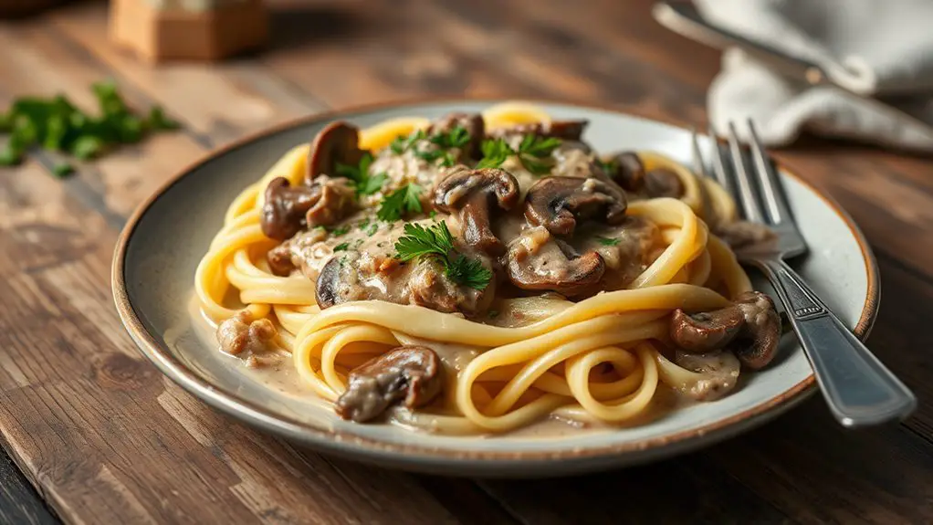 creamy beef pasta dish