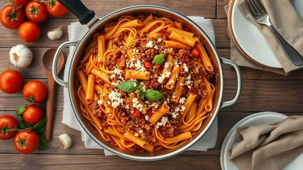 creamy tomato beef pasta