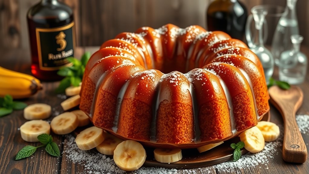delicious rum banana cake