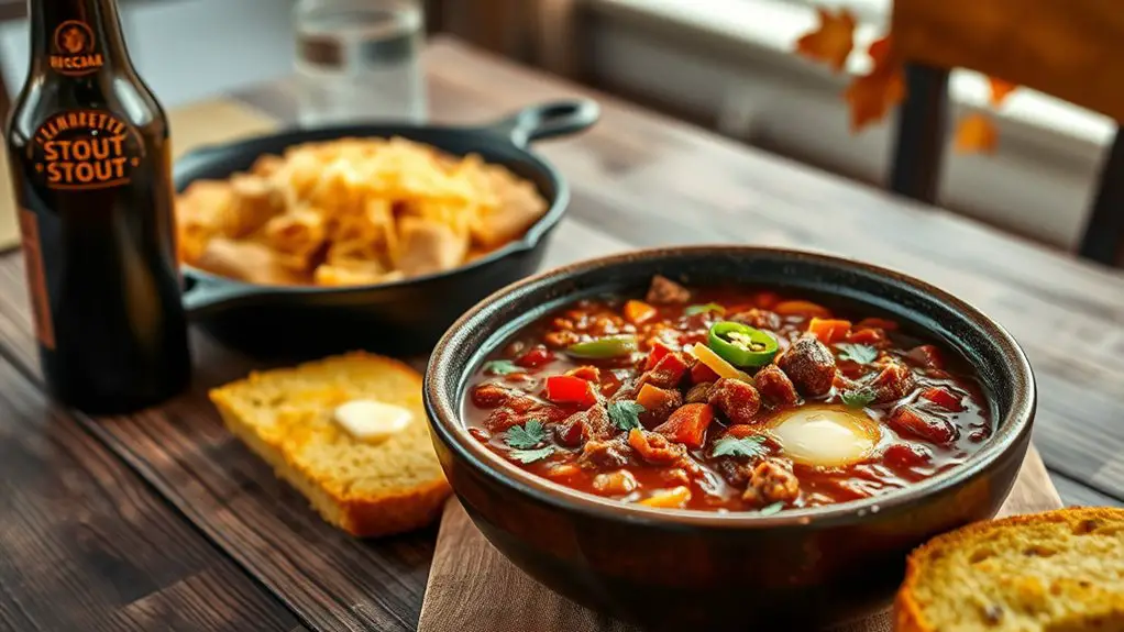 hearty chili and cornbread