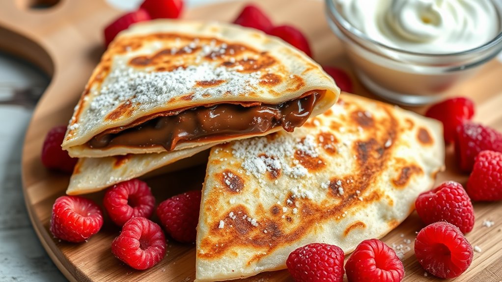 nutella filled dessert quesadilla