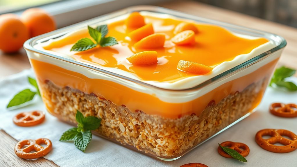 orange gelatin pretzel dessert