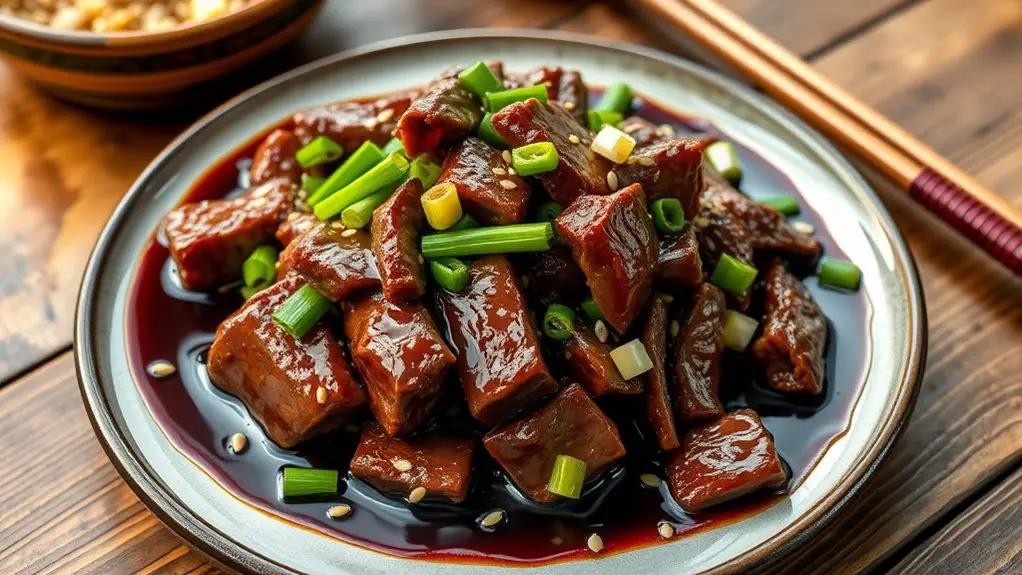 savory mongolian beef dish