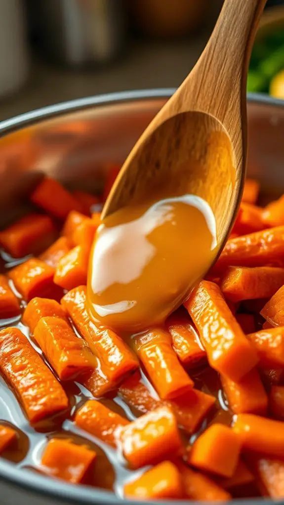 stir carrots for glazing